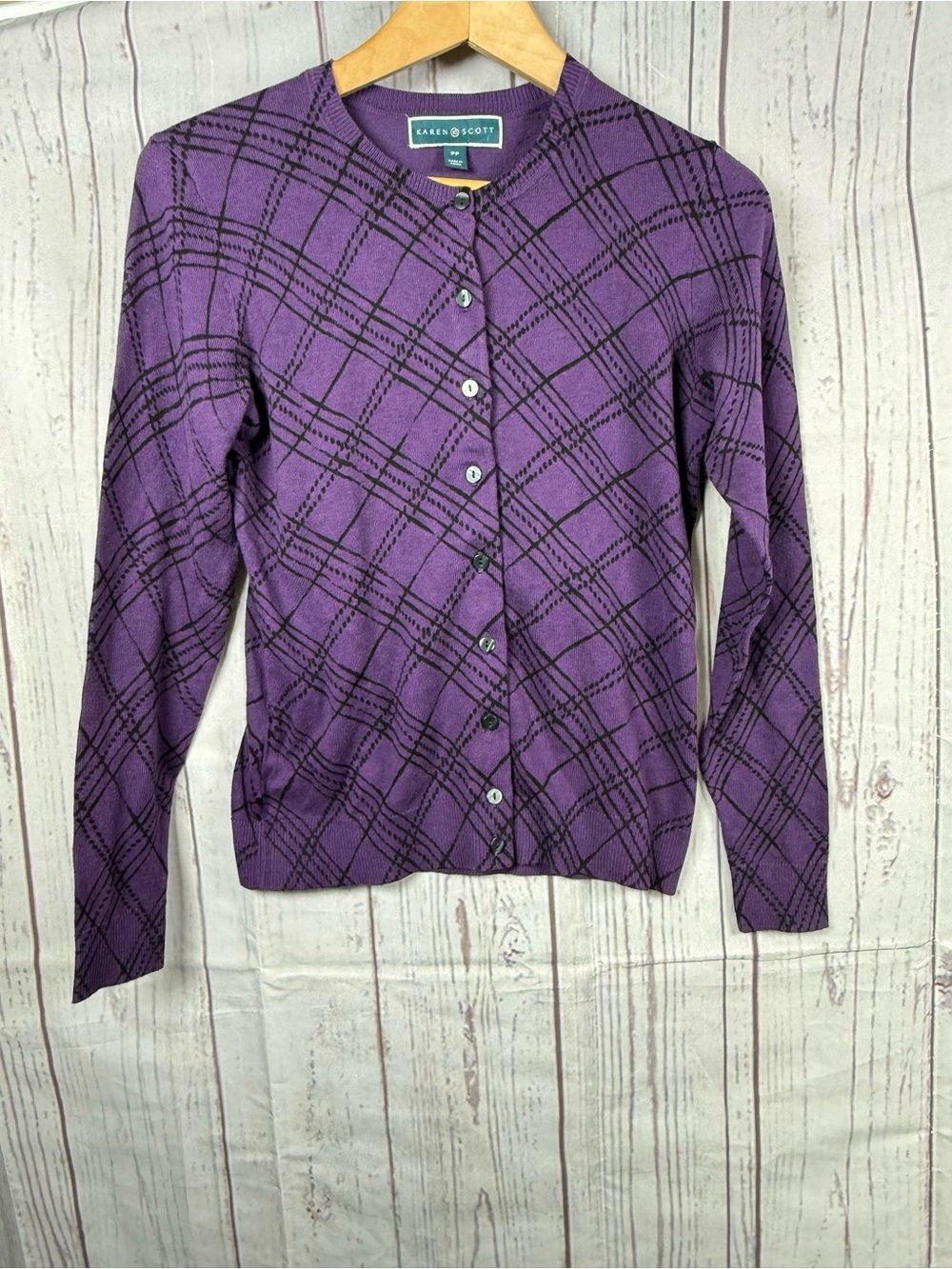 Karen Scott Women’s Cardigan Size PP Purple